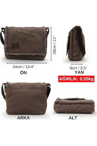Old Cotton 7136 Kahverengi 14 İnç Laptop Omuz Postacı Çantası Kahve Rengi
