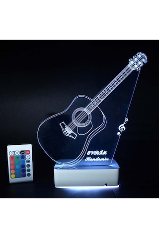 Özel Tasarım Akustik Gitar 3D Led Lamba