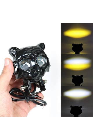 Beyaz Sarı Çakarlı Led Kedi Off Road, Motosiklet Sis Farı Çalışma Lambası 12-24v 20w