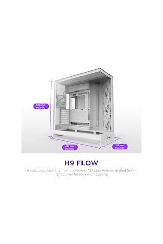 Nzxt H Series H9 Flow Rgb Cm-h92fw-01 Beyaz Atx Mid Tower Gaming Akak0nzx0065