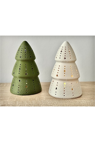 Buradabulabilirsin Çam Ağacı Formlu Tealight Mumluk Yılbaşı Dekoratif Mum Tutucu Bbz Çok Renkli