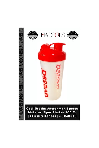 Özel Üretim Antrenman Sporcu Matarası Spor Shaker 700 Cc Kırmızı Kapak - 9x48+10