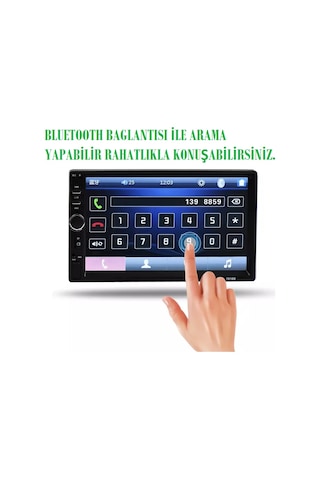 Kingwin  Oto Teyp 7 İnc+Geri Görüş Kamerası Bluetooth Mp5