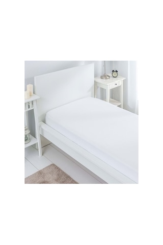 Beyaz Düz Tek Kişilik %100 Pamuk Otel Çarşaf 160 240 Cm 63 Tel Dokuma Beyaz