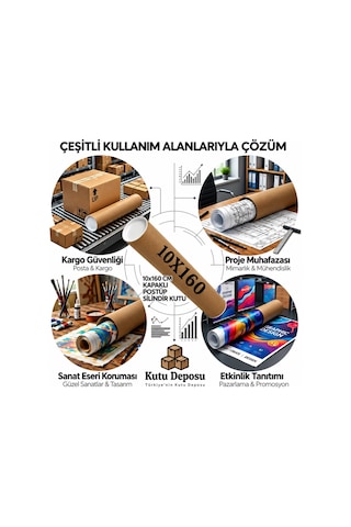 10x160 Cm Kapaklı Silindir Postüp Rulo Gönderi Kutusu 1 Adet