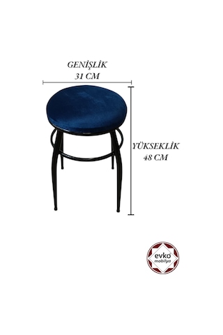 Evko Mobilya Tabure, Bar Taburesi, 2'li Tabure,siyah Ayaklı-mavi