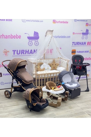Yeni Doğan Çeyiz Seti Bebek Arabası + Anne Yanı Beşik + Yürüteç +mama Sandalyesi + Ana Dizi Asansörlü Mama Sandalyesi