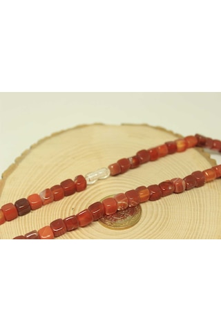 Akik Taşı Küp Şekilli Kolye 7-8mm Aralığı (Klipsli) (23835) Altın