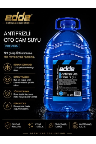 Edde Kışlık Parfümlü Oto Cam Suyu 5l Araba Araç Oto Antifrizli Silecek Suyu
