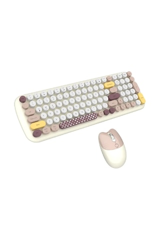 Geezer Zero Kablosuz Q Klavye Mouse Seti Bej Smk-648