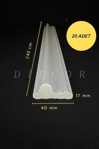 Diecor Dekoratif Boyanabilir 20 Adet 4 Cm Eğimli Polistren Duvar Çıtası Beyaz 4 Cm Model:xa146
