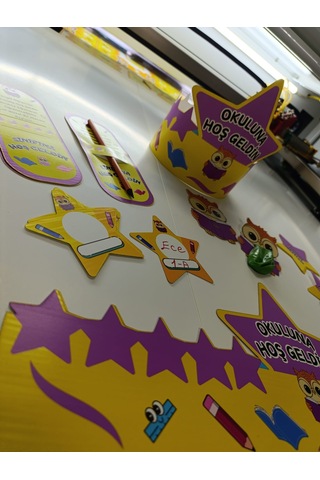 Okuluna / Sınıfına Hoş Geldin Öğrenci Tacı Ve Hediye Kartı Seti 5 Parça 8'li 02 7