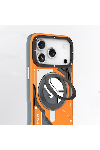 Apple Uyumlu iPhone 17 Pro Kılıf M-safe Şarj Özellikli Youngkit Starship Serisi Kapak Turuncu Turuncu
