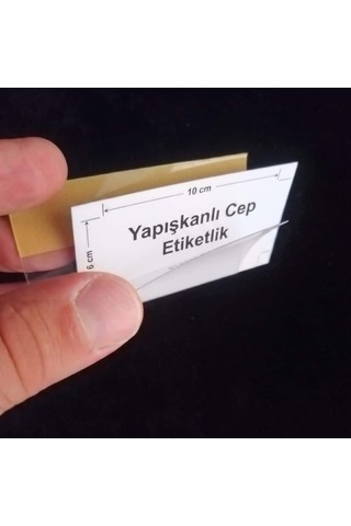 Cep Tipi Yapışkanlı Şeffaf Etiketlik 8x5cm U Tipi 100lü Paket 100 Adet