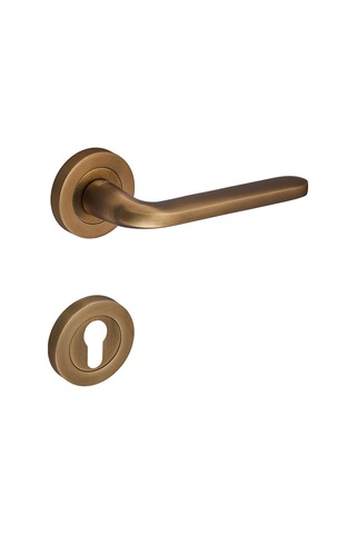 Sese Araç Modeli Yuvarlak Rozetli Yale Kapı Kolu Antik Sarı 200-222r-03-94