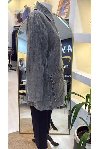 Nuss 6016 Tam Boy Düğmeli Kemer Detayli Kap Siyah Siyah