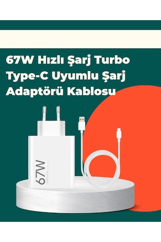 Güvenli Ve Hızlı Şarj İçin 67w Turbo Adaptör Type-c Kablo İle
