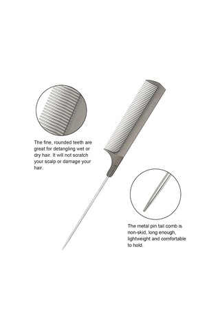 Xiyyadms Saç Bölme Ve Taşıma İçin İnce Uçlu, Paslanmaz Çelik Saplı Plastik Metal Saç Tarzı