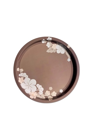 Premium Metal Yuvarlak Tepsi 35 Cm Özel Tasarım