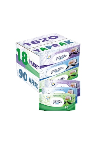 Familia Islak Havlu Mendil 90 Yaprak Karma 18 Li Set (Lavanta-Min
