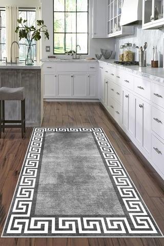 West Home Dijital Baskı Yıkanabilir Kaymaz Taban Salon Halısı Mutfak Halısı Yolluk Ve Banyo Paspası Wh 281 Grey