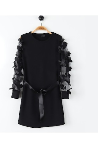 Uğur Böceği Çocuk Kolu Çiçek Motifli Tüllü Full Likralı Elbise 10-16 Yaş 001