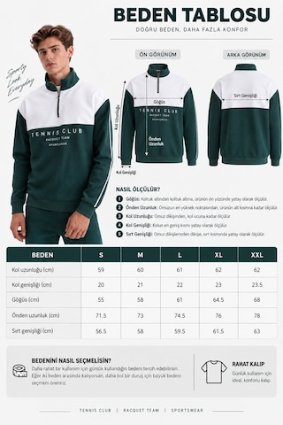 We&me Boxy Fit Gömlek Yaka Sporcu Erkek Sweatshirt Yeşil