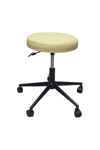 Krom Yıldız Ayaklı Hekim Taburesi Sarı Outdoor Kumaş