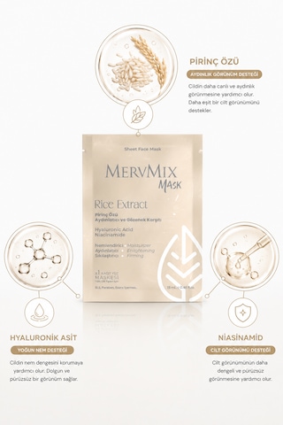 Mervmix Pirinç Özlü Aydınlatıcı Ve Gözenek Karşıtı Kağıt Maske