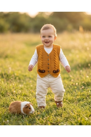 Busako Baby Ta-001 El Örgüsü Bebek Efe Yeleği/yelek-bebek-çocuk Kahverengi