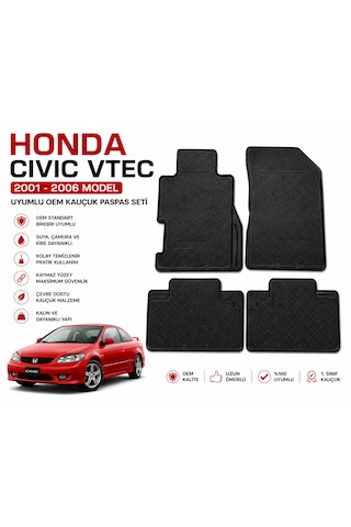 Honda Cıvıc Vtec 2001-2006 Uyumlu Oem Kauçuk Paspas Seti