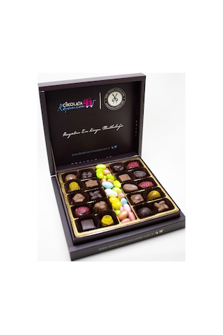 Dark Brown Hediye Çikolatası 20 Spesiyel ve Drajeli El Yapımı Katkısız Çikolata