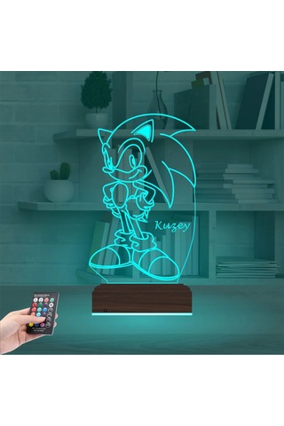Luvivia Sonic Çocuk Odası Hediye Kişiye Özel 3d Lamba - Masa Gece Lambası Şeffaf