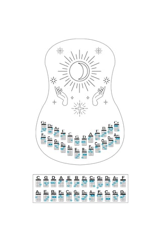 ukulele akorcetveli tablosu stickeri etiketi BARİTON-TENOR-KONSE