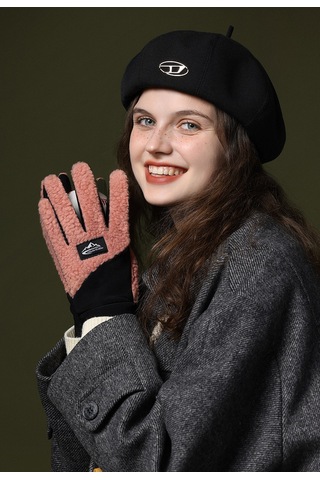 Snapbuy Unisex Kışlık, Parmak Açılır Dokunmatik, Kalın Peluş Eldiven Pembe