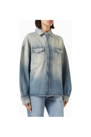 Banana Cici Denim Gömlek Ceket - Mavi - Relaxed Silüet, Klasik Yaka, Uzun Kol, Gradient Yıkama