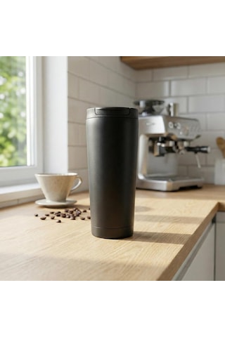 Tr 400 Ml Siyah Termos Kupa - Çift Katmanlı Paslanmaz Çelik Seyahat Bardağı Travel Mug - 4-6 Saat Sıcak/soğuk T Diğer