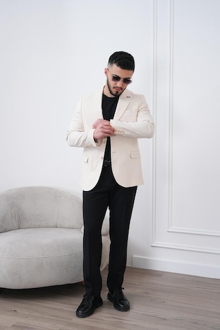 Dupont Classics Dupont Slim Fit Sivri Yaka 6 Drop Çift Yırtmaç Keten Blazer Ceket - Nefes Alabilen Hafif Erkek Ceket Sarı