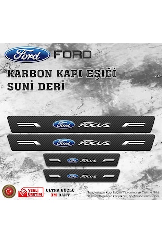 Focus Uyumlu Deri Karbon Kapı Eşiği Koruyucu Bant 4 Adet