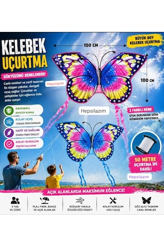 Uçurtma Kelebek Desenli Büyük 150x100cm Uçan Dış Mekan Bahçe Piknik Kız Çocuk Oyuncağı Uçurtma Kelebek Desenli Büyük 150x100cm Uçan Dış Mekan Bahçe Piknik Kız Çocuk Oyuncağı