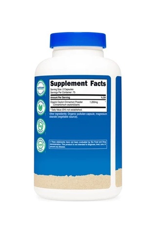 Nutricost Organic Ceylon Cinnamon 1200 Mg 240 Kapsül - Organik Seylon Tarçını Takviye Edici Gıda