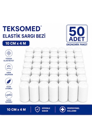 Teksomed Elastik Sargı Bezi 10 Cm X 4 Metre 50 Adet