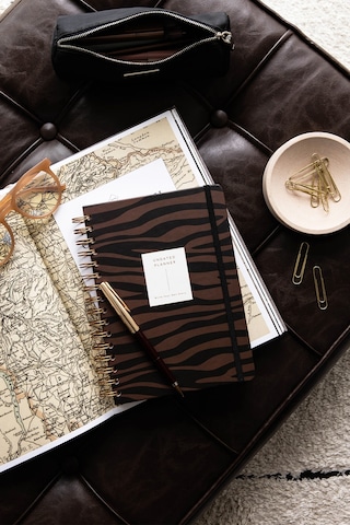 A5 Spiralli Süresiz Planlayıcı Ajanda Kahverengi Zebra Kahverengi Zebra