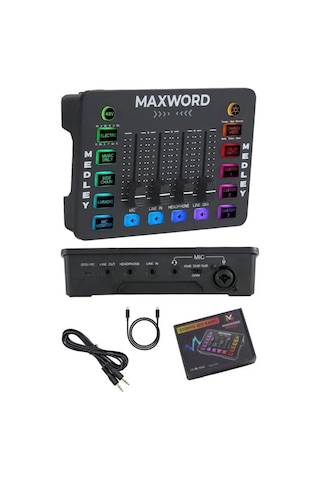 Maxword Medley Gaming Canlı Yayın Stüdyo Kayıt Rgb Ses Kartı Dj Mixer Telefon Pc Uyumlu