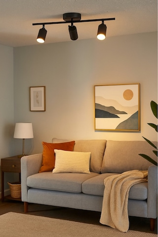 Spoti 3'lü Siyah Renk Gün Işığı Modern Tasarım Salon - Mutfak - Banyo Spot Ledli Sıralı Avize Siyah