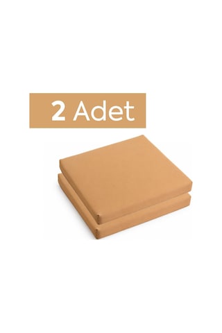 Sandalye Oturum Minderi Renkli 40x40x4 Bağcıklı Çıkarılabilir Kılıflı Çökme Yapmaz Koyu Bej 2'li Çok Renkli