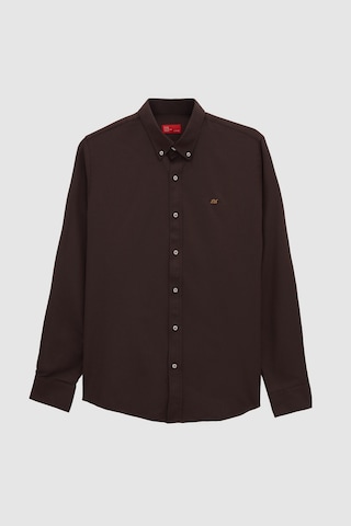 Ds Damat Slim Fit Acı Kahve Oxford Düğmeli Yaka Kolay Ütülenebilir Nakış Detaylı Pamuklu Gömlek 4hc02ort03265 Acı Kahve Acı Kahverengi