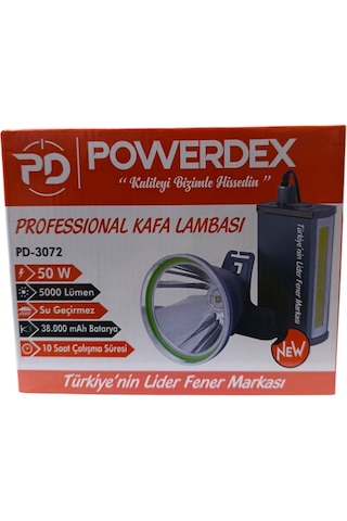 Powerdex Pd-3072 50w 5000 Lümen 38000mah Powerbenk Kafa Feneri & Işıldak Yeni Ürün Diğer