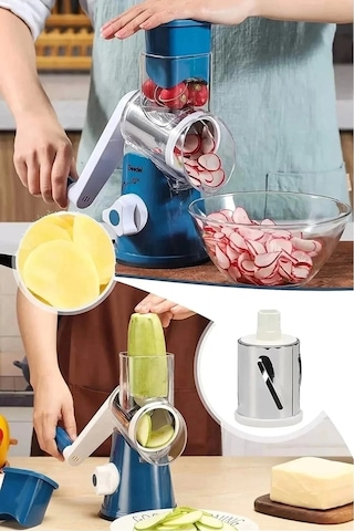 3 Bıçaklı Kollu Değirmen Sebze Meyve Peynir Fındık Dilimleyici Doğrayıcı Öğütücü Rende Seti