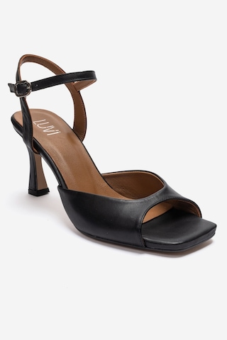 Luvishoes Elvıa Siyah Cilt Hakiki Deri Kadın Topuklu Ayakkabı